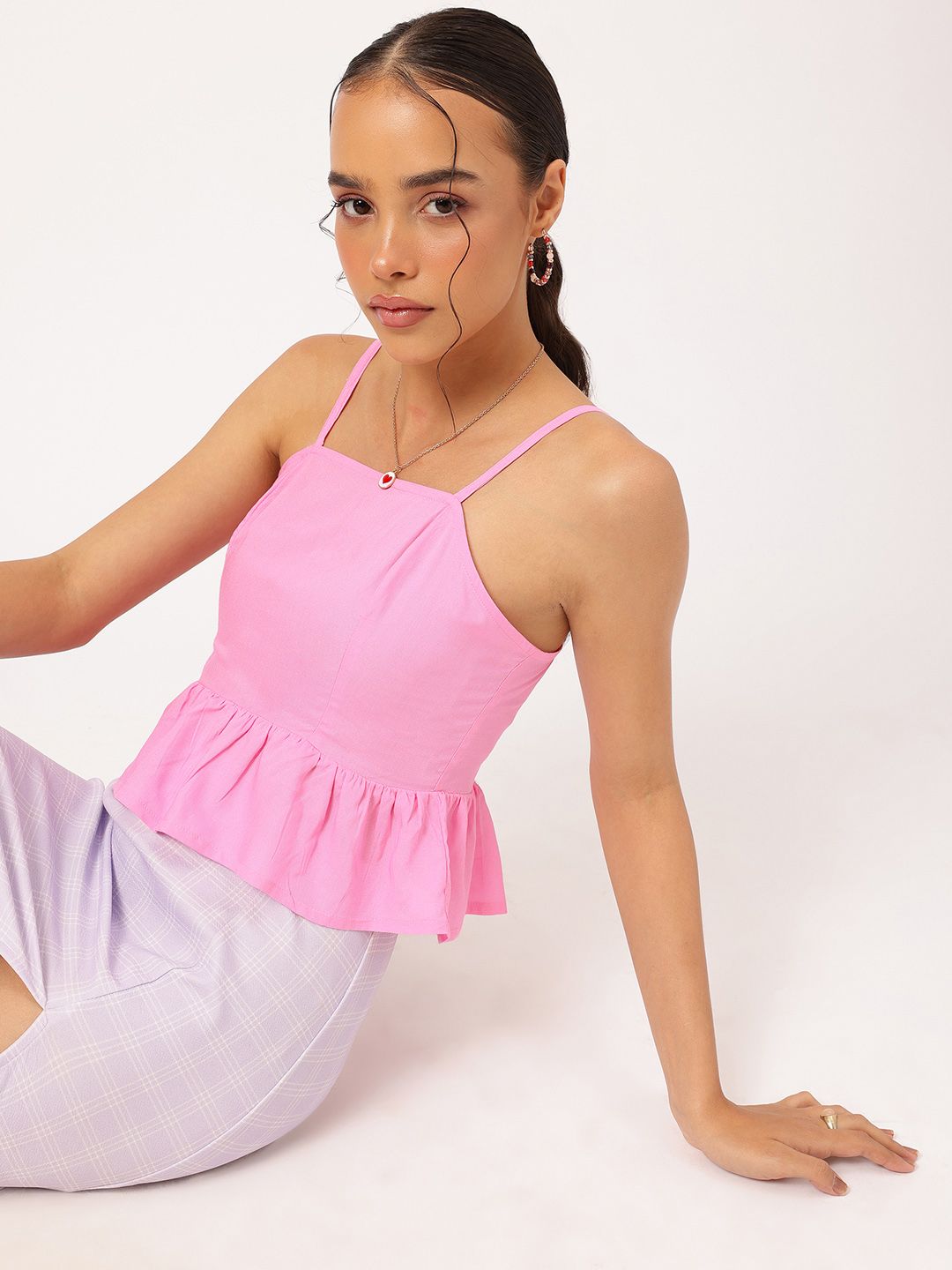 DressBerry City Chic Smocked Back Peplum Top