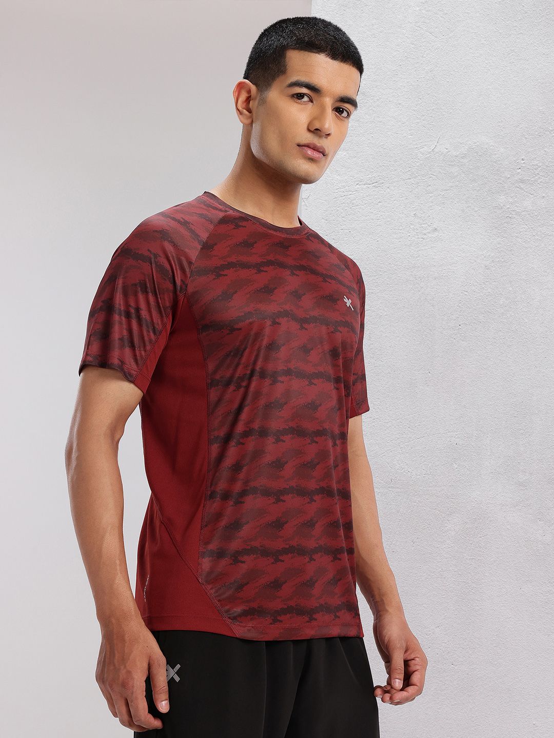 HRX by Hrithik Roshan Abstract Print Rapid-Dry Training T-shirt
