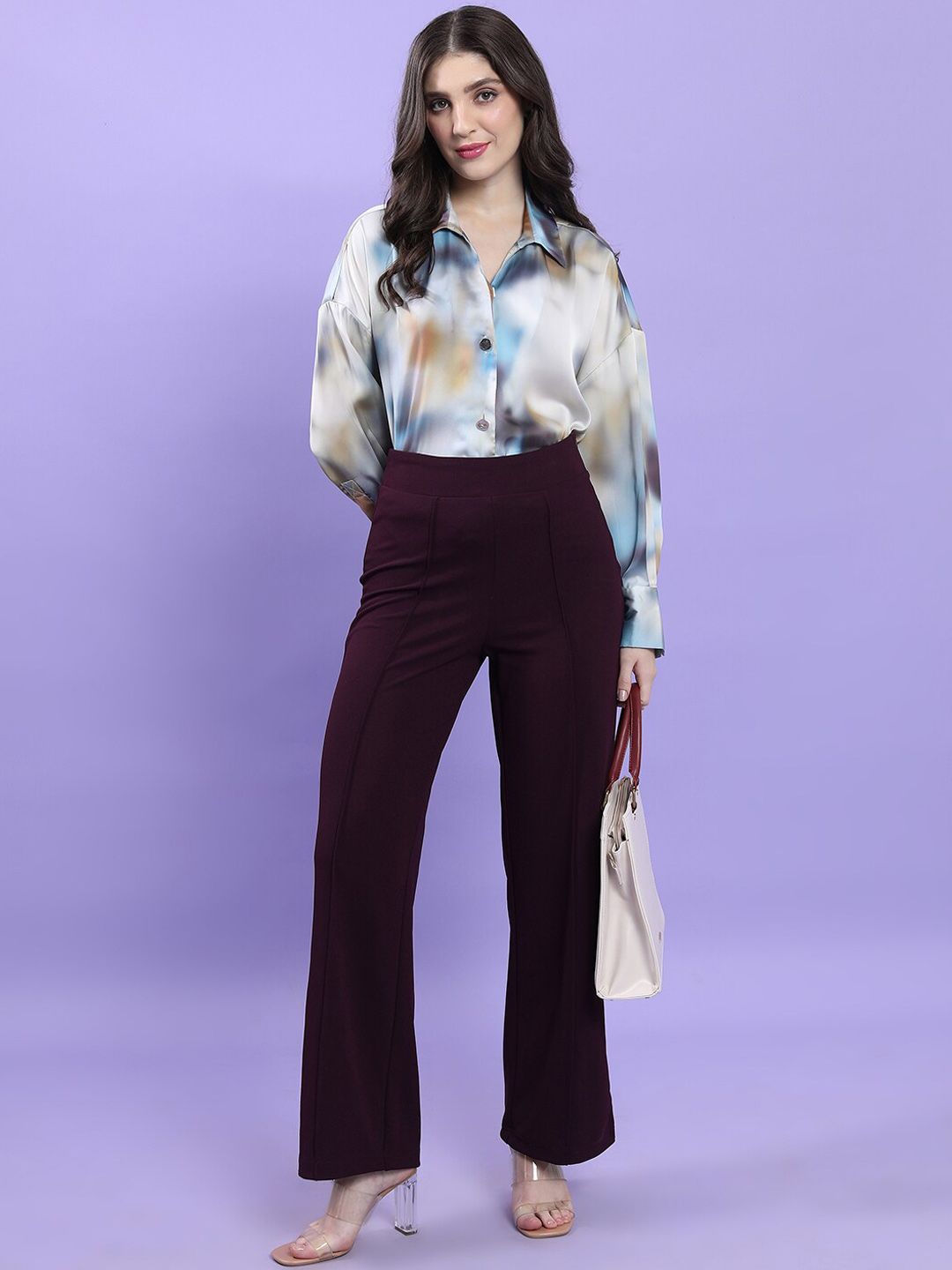 CHIC BY TOKYO TALKIES Women Flared Fit High-Rise Parallel Trousers