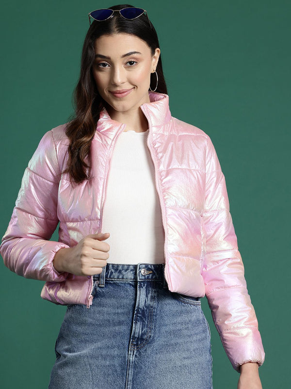 DressBerry  Dual-Toned Shimmer Puffer Jacket