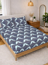 KLOTTHE Blue Geometric 300 TC Super King Fine Bedsheets