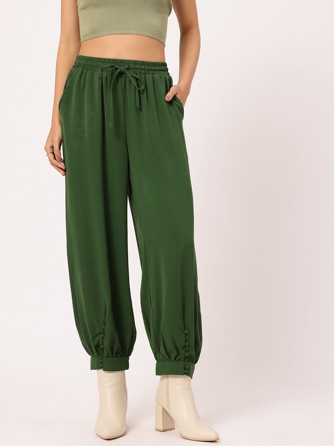 DressBerry Women Buttoned-Cuffs Trousers