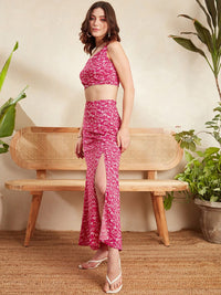 Berrylush Floral Printed Top With Maxi Skirt