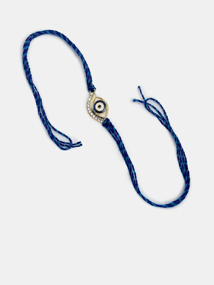 NVR Set of 2 Evil Eye Beaded Thread & Wraparound Rakhis With Roli Chawal