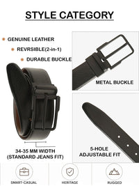 Teakwood Leathers Men Textured Leather Reversible Belt