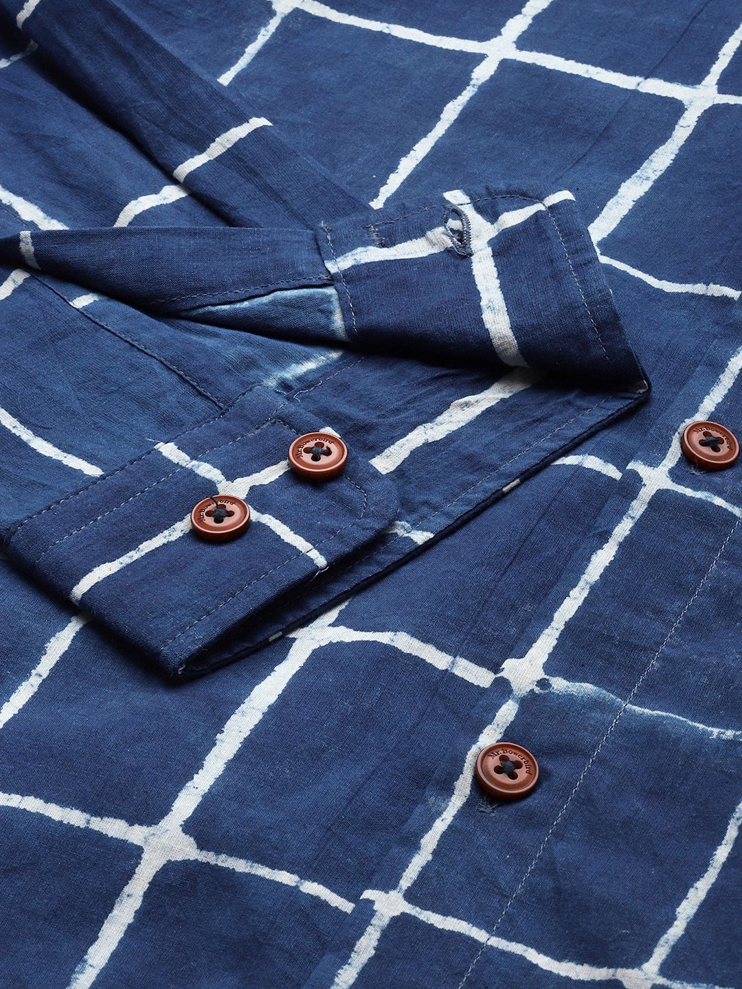 Mr Bowerbird Dabu Hand Block Printed Organic Cotton Opaque Casual Shirt