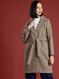 all about you Regular Fit Overcoat with Waist Tie Up
