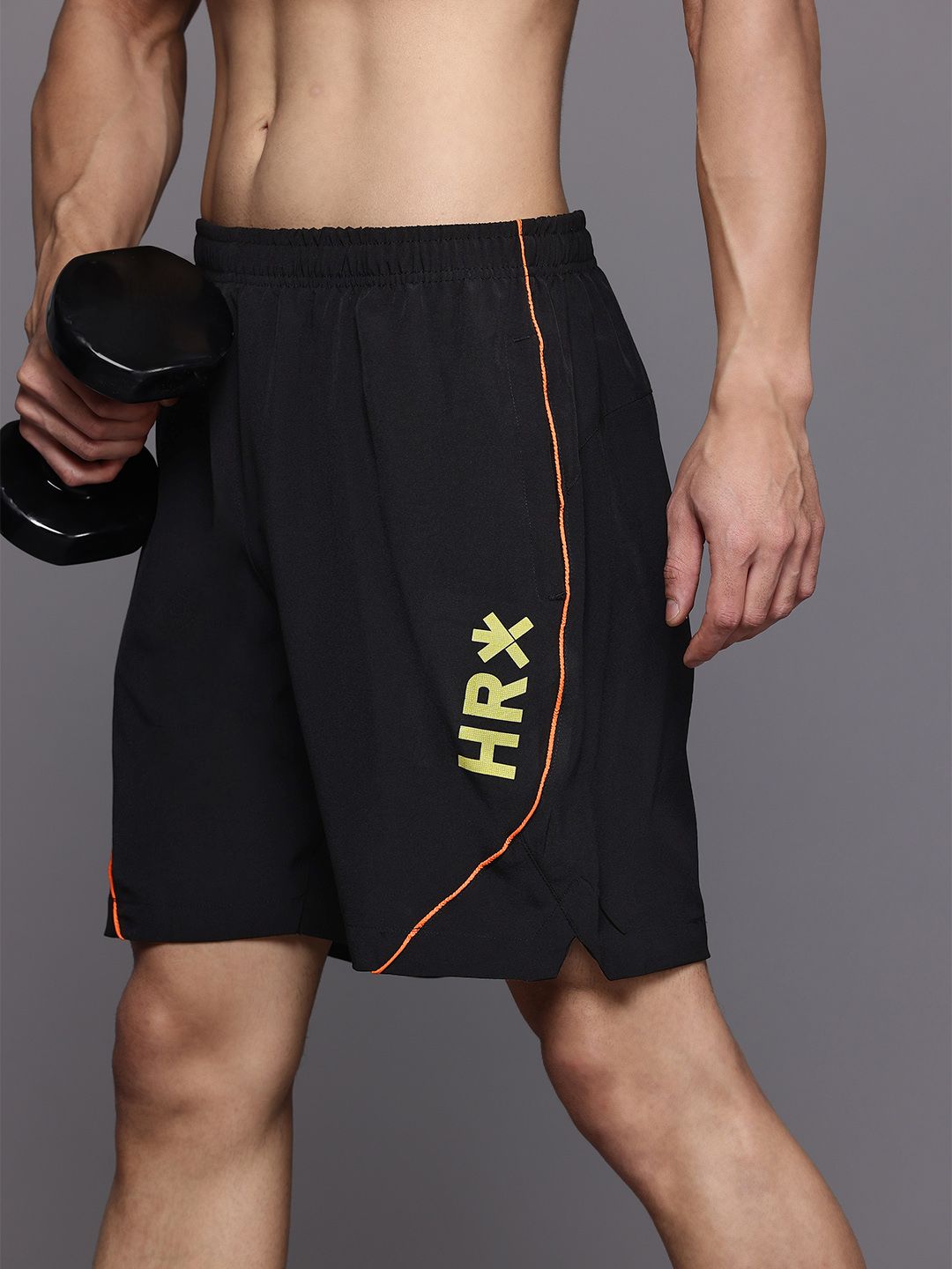 HRX by Hrithik Roshan Men Brand-Logo Print Rapid-Dry Training Shorts