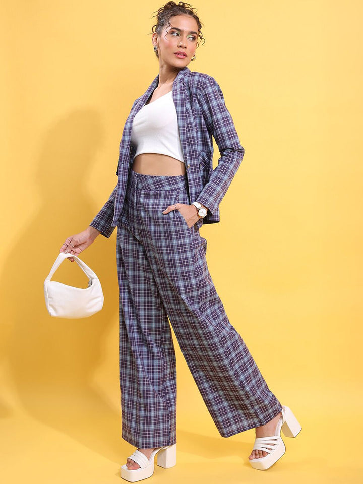 Tokyo Talkies Checked Blazer With Trousers