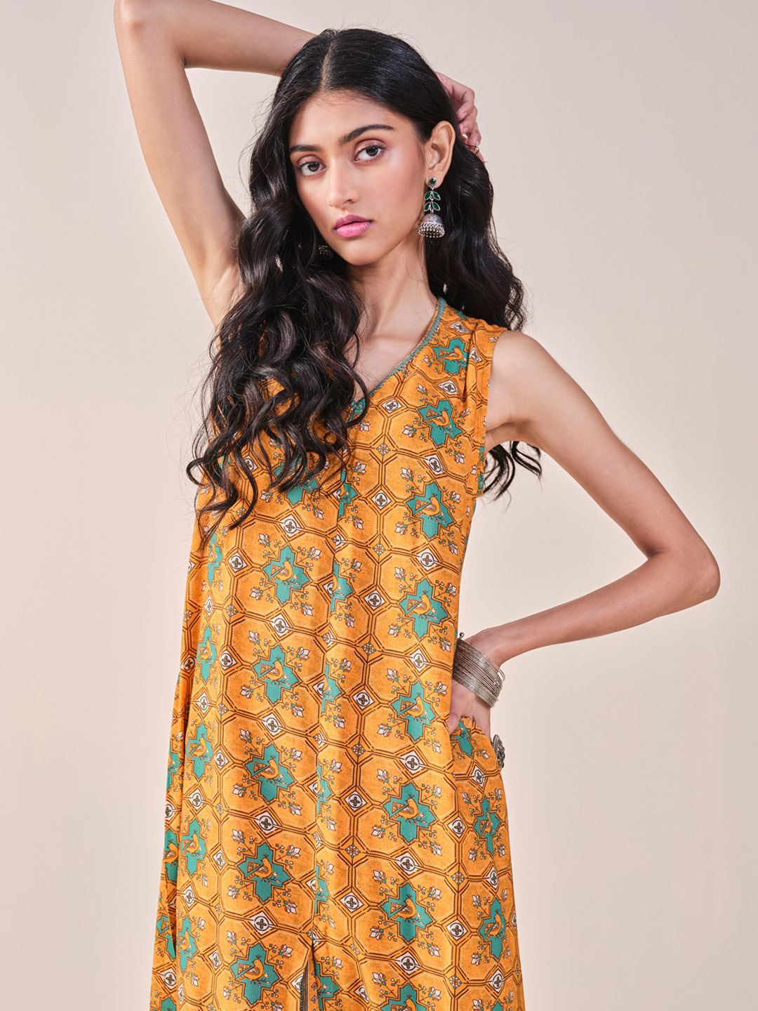 Global Desi Floral Printed Kurta with Palazzos