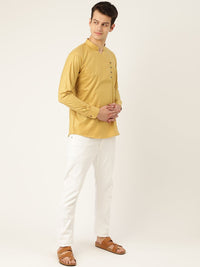 SOJANYA Men Beige Solid Straight Kurta