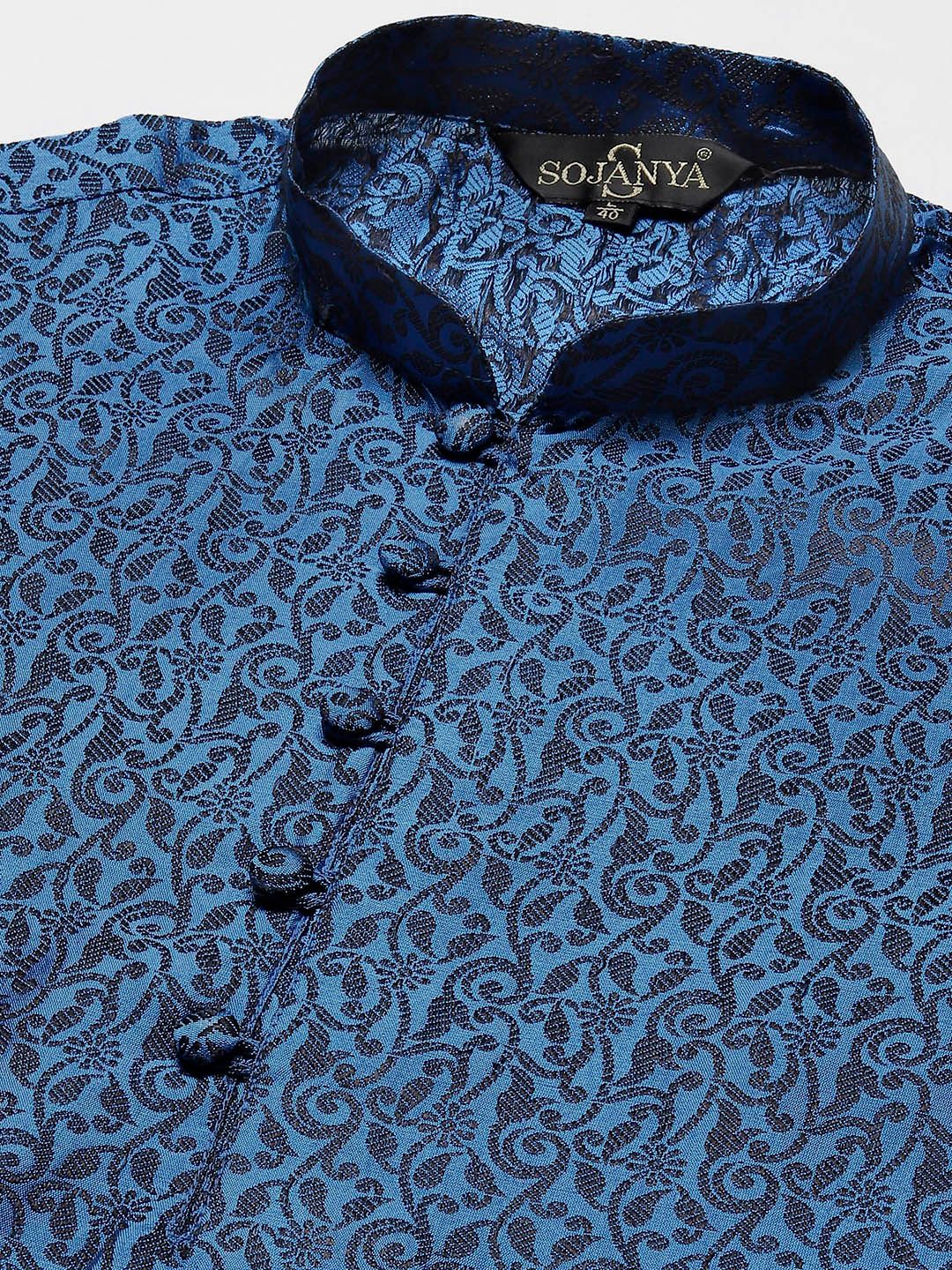 SOJANYA Men Teal Jacquard Kurta