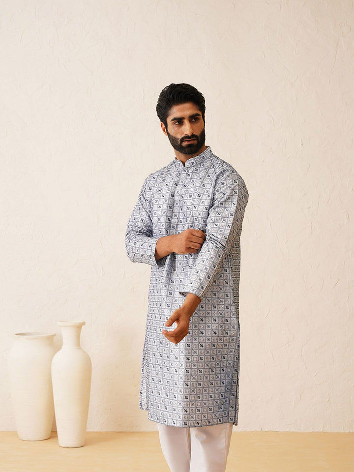 SOJANYA LUXE Ethnic Motifs Embroidered Straight Kurta with Pyjamas