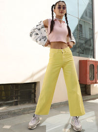 STREET 9 Women Jean Wide Leg High-Rise Cotton Jeans