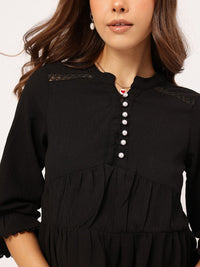 DressBerry Lacey Dream Textured Ruched A-Line Dress