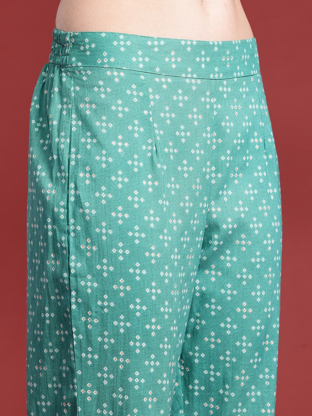 Anouk Geometric Printed Kurta with Trousers & With Dupatta
