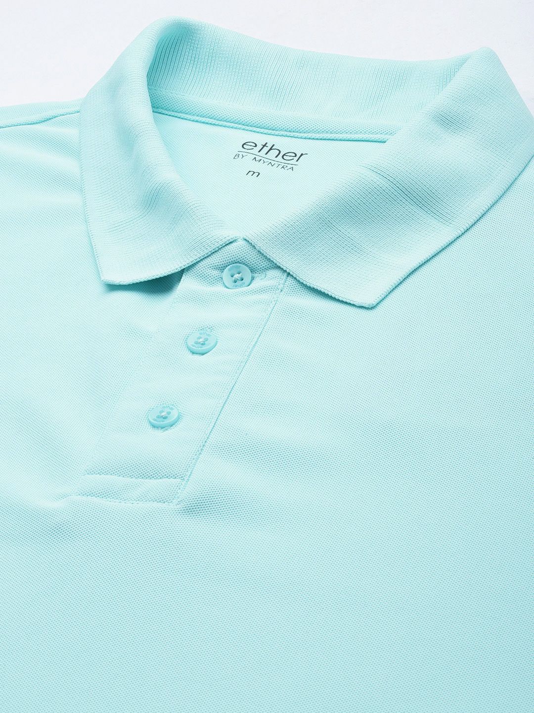 ether Men Blue Solid Moisture-Wicking Antimicrobial Polo