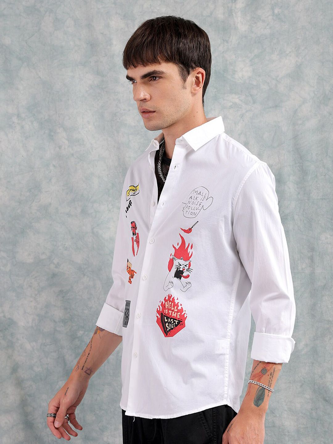 The Indian Garage Co Slim Fit Graphic Printed Cotton Shirt