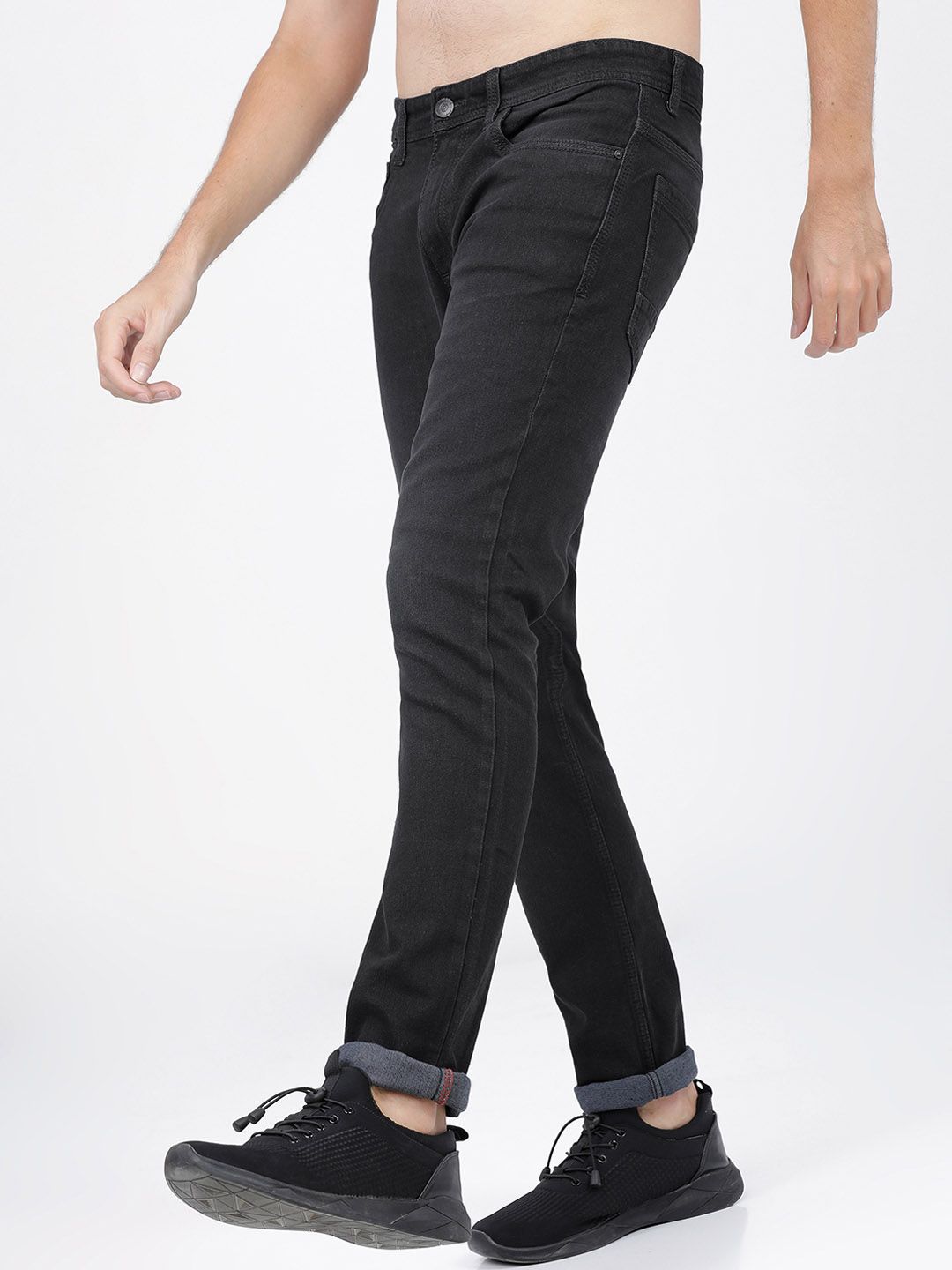 LOCOMOTIVE Men Black Slim Fit Mid-Rise Clean Look Stretchable Jeans