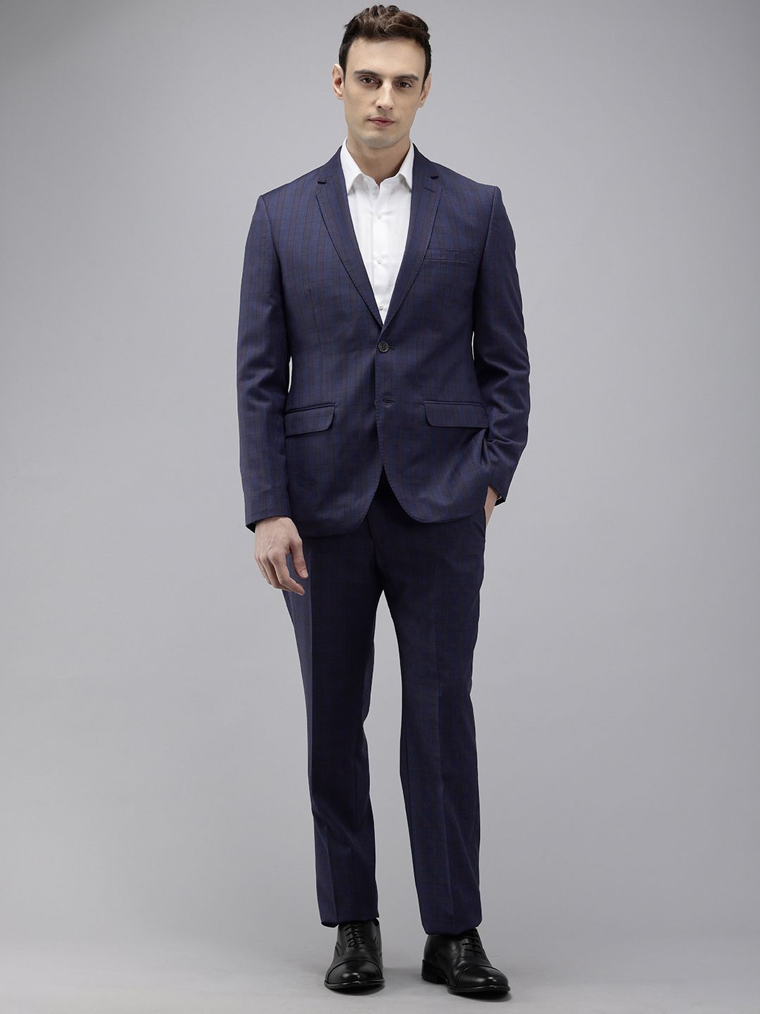 Park Avenue Checked Single Breasted 2 Piece Formal Suits