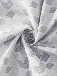 KLOTTHE Grey & White Fitted Printed 300 TC Single Bedsheet & 1 Pillow Cover