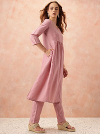 all about you Floral Yoke Design Empire Kurta with Trousers
