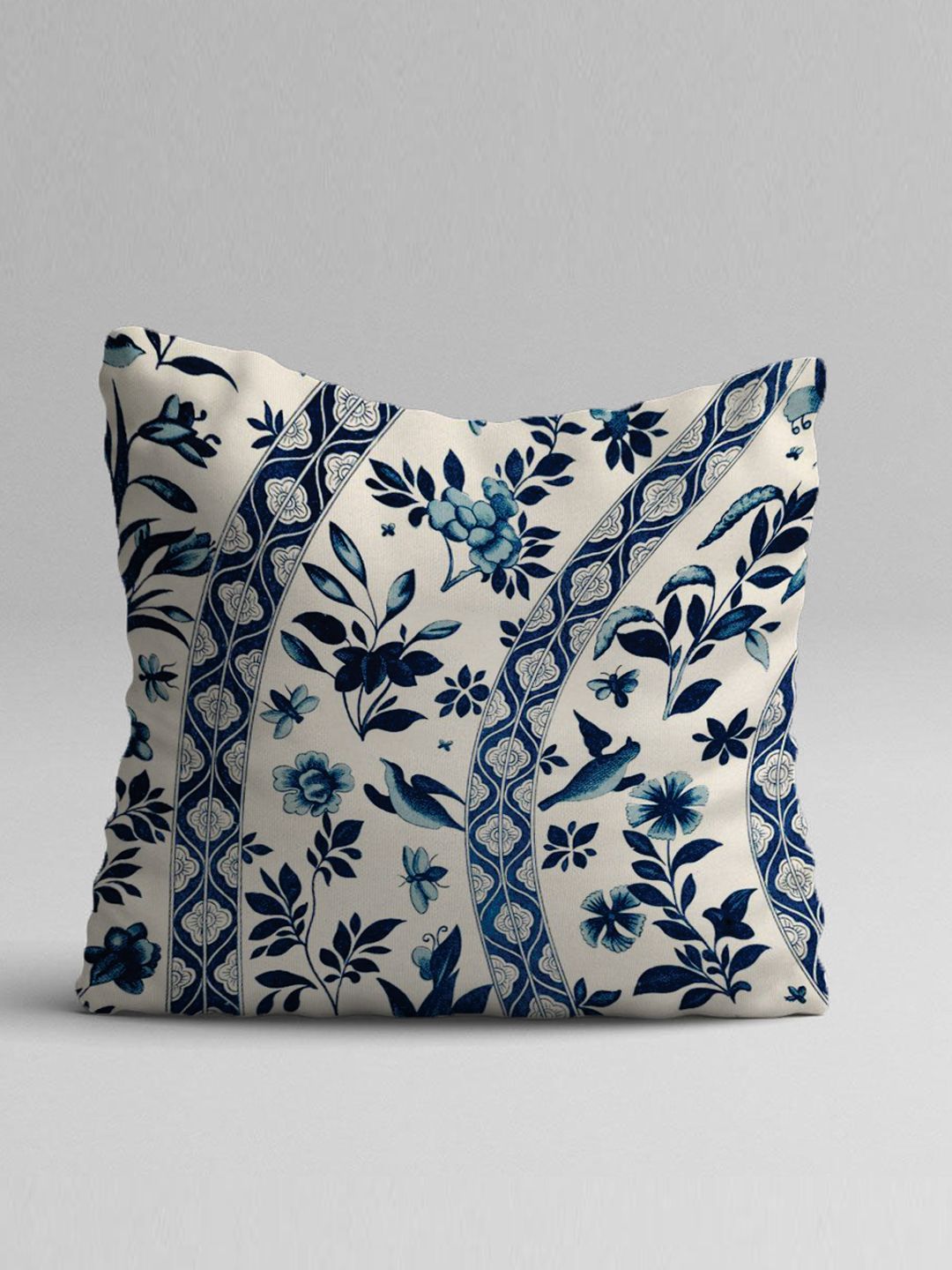 STITCHNEST Set of 5 Blue & Off White Ethnic Motifs Square Cushion Covers