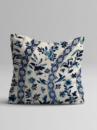 STITCHNEST Set of 5 Blue & Off White Ethnic Motifs Square Cushion Covers