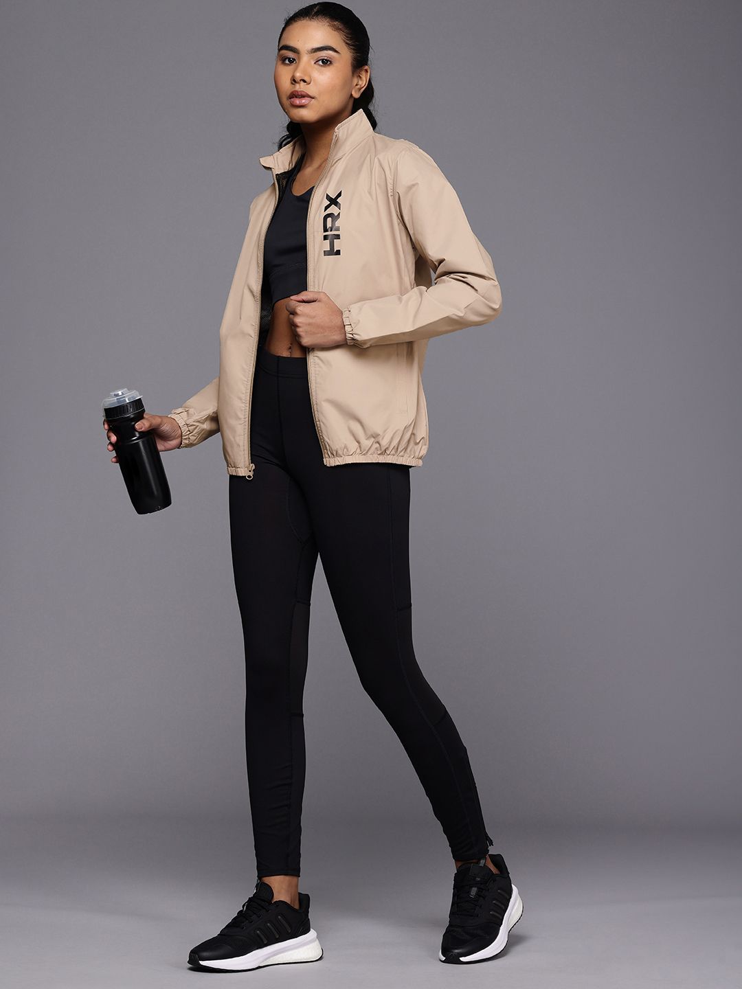 HRX by Hrithik Roshan Mock Collar Rapid-Dry Antimicrobial Running Sporty Jacket