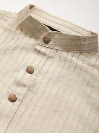 SOJANYA Kurta Belang Beige Lelaki dengan Piyama & Jaket Nehru