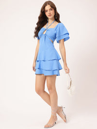 DressBerry Enchanted Essence Dobby Cut-Out Detail Mini A-line Dress