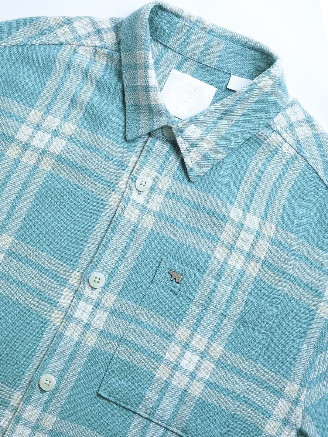 THE BEAR HOUSE Men Tartan Checks Opaque Relaxed Fit Cotton Casual Shirt