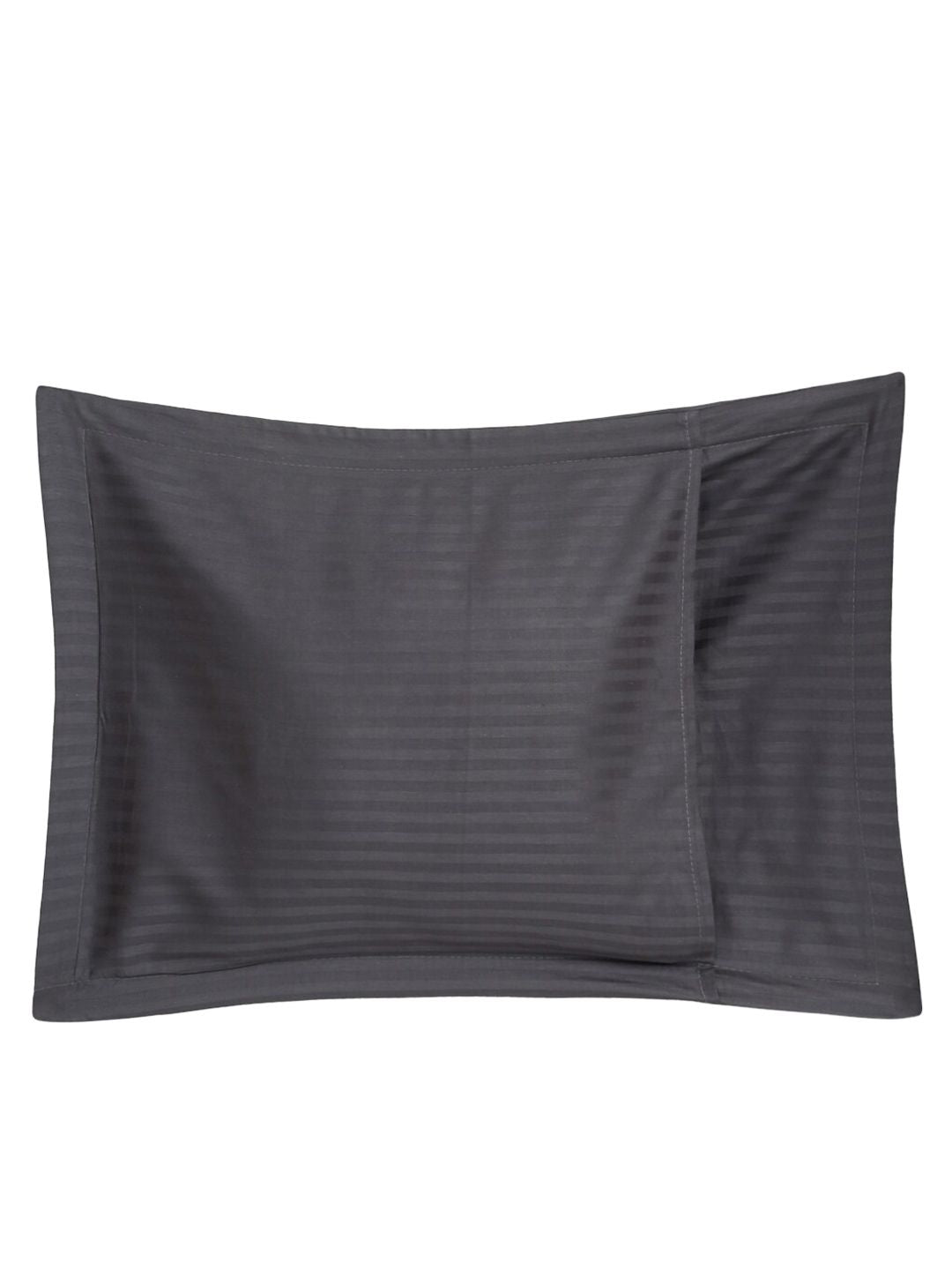 HOSTA HOMES Set of 2 Grey Self Design 280 TC Satin Cotton Pillow Cover