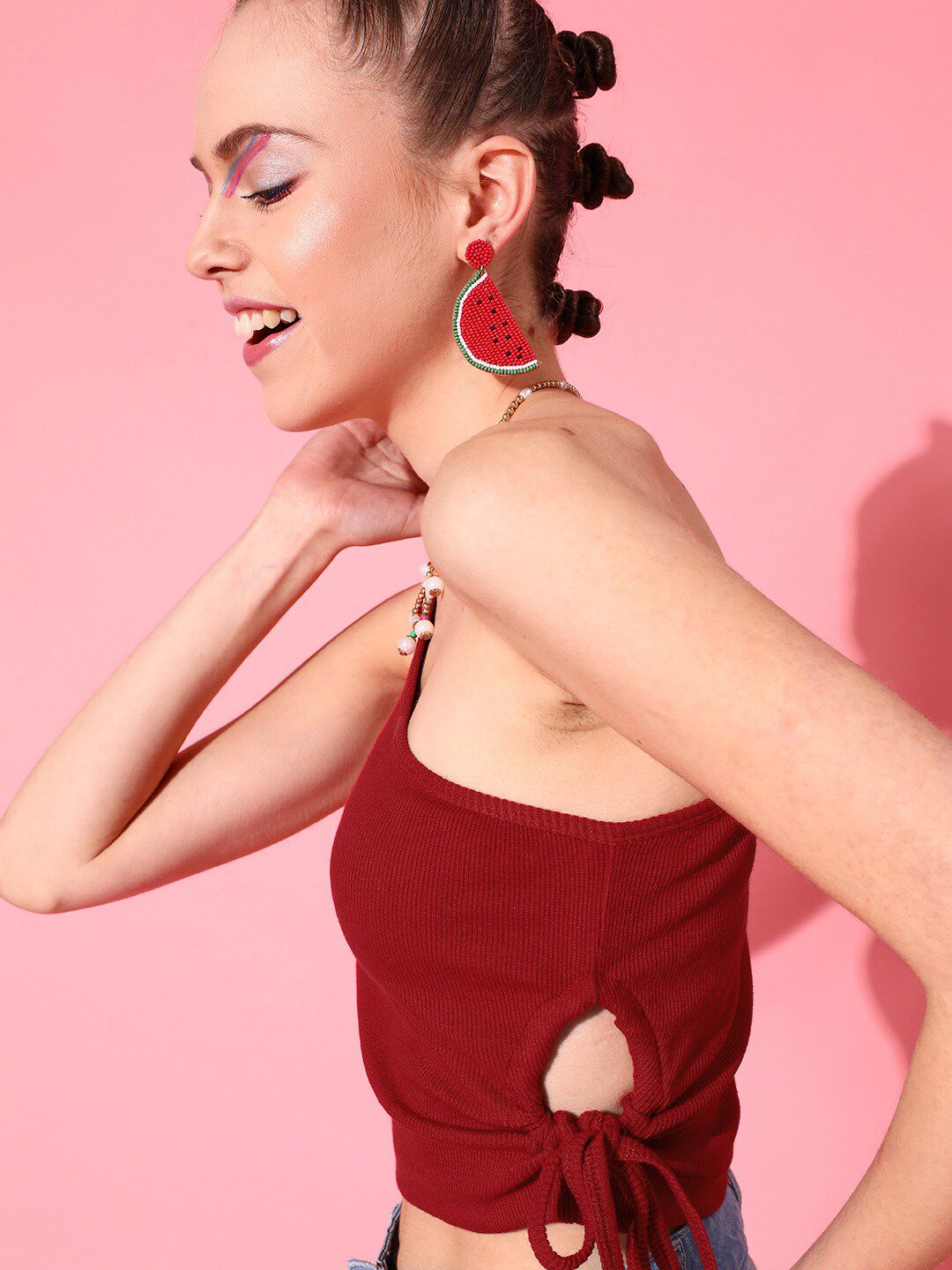STREET 9 Red One Shoulder Crop Top