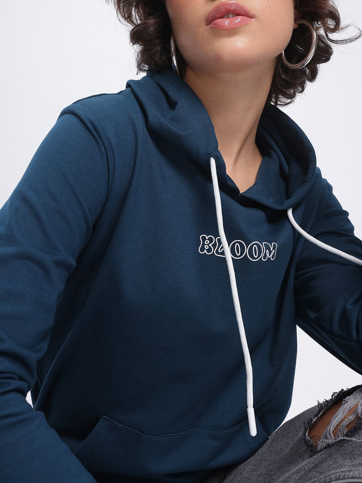 DressBerry Retro Blooms Printed Hooded Sweatshirt