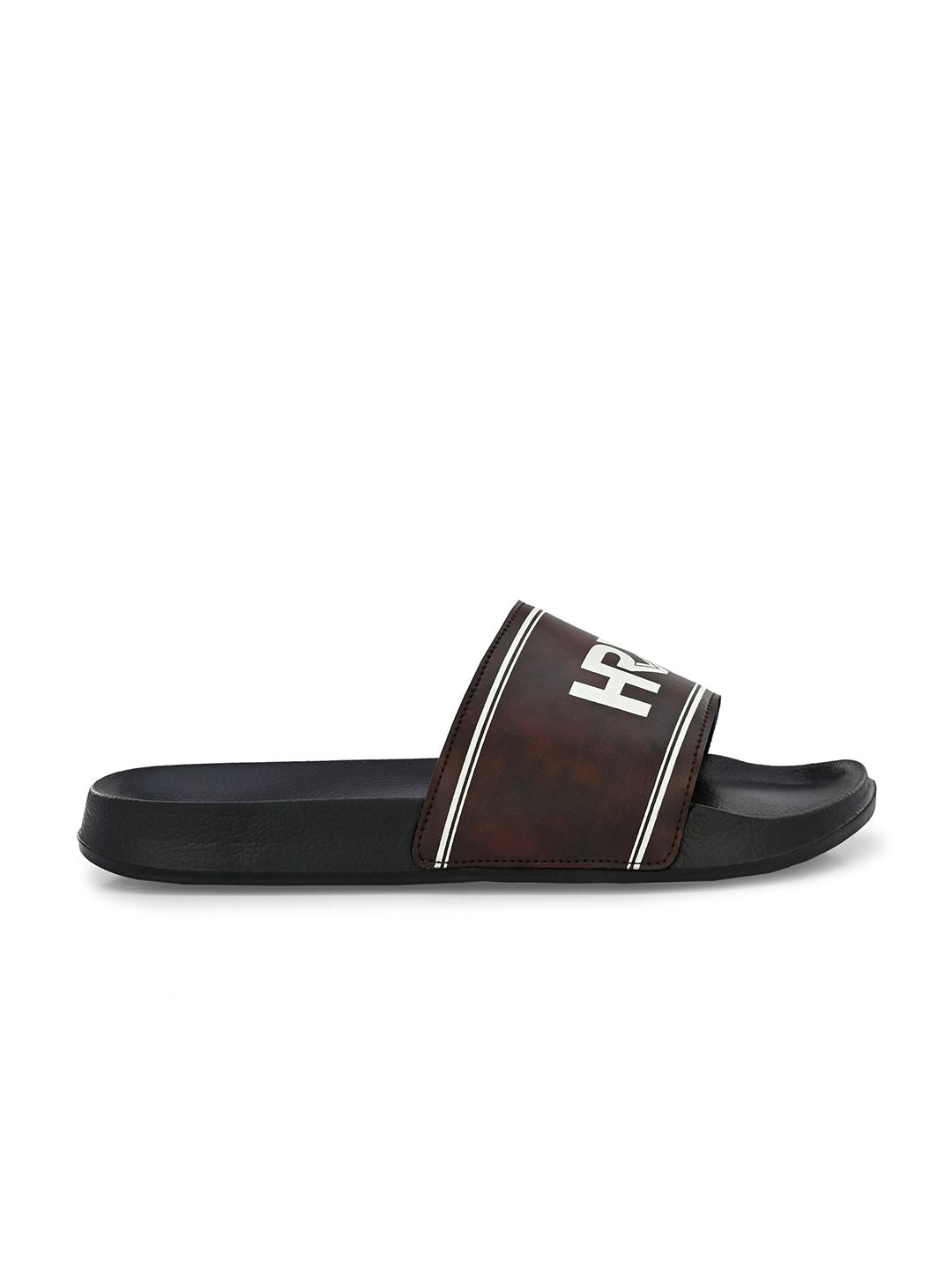 HRX by Hrithik Roshan Men Coffee Brown & Black Brand Logo Printed Sliders