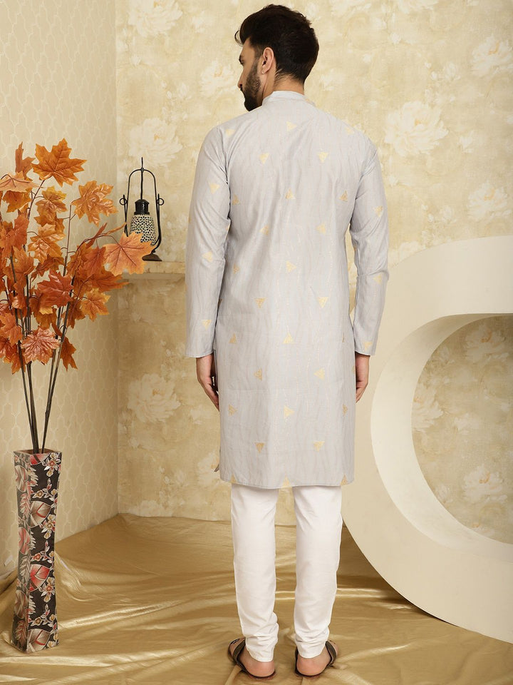 SOJANYA Geometric Woven Design Kurta Lurus Zari dengan Churidar
