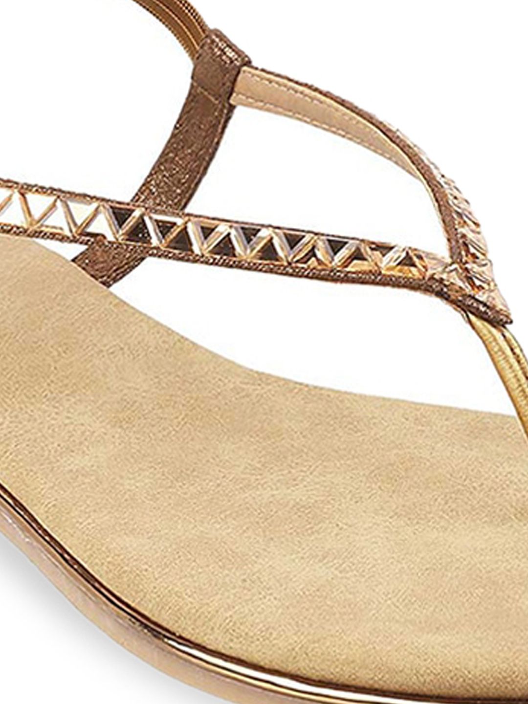 Mochi Women Gold-Toned One Toe Flats