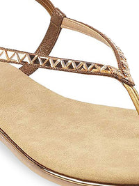 Mochi Women Gold-Toned One Toe Flats