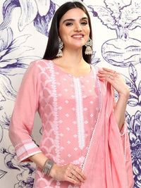 Vishudh Ethnic Motifs Embroidered Straight Kurta & Trousers With Dupatta