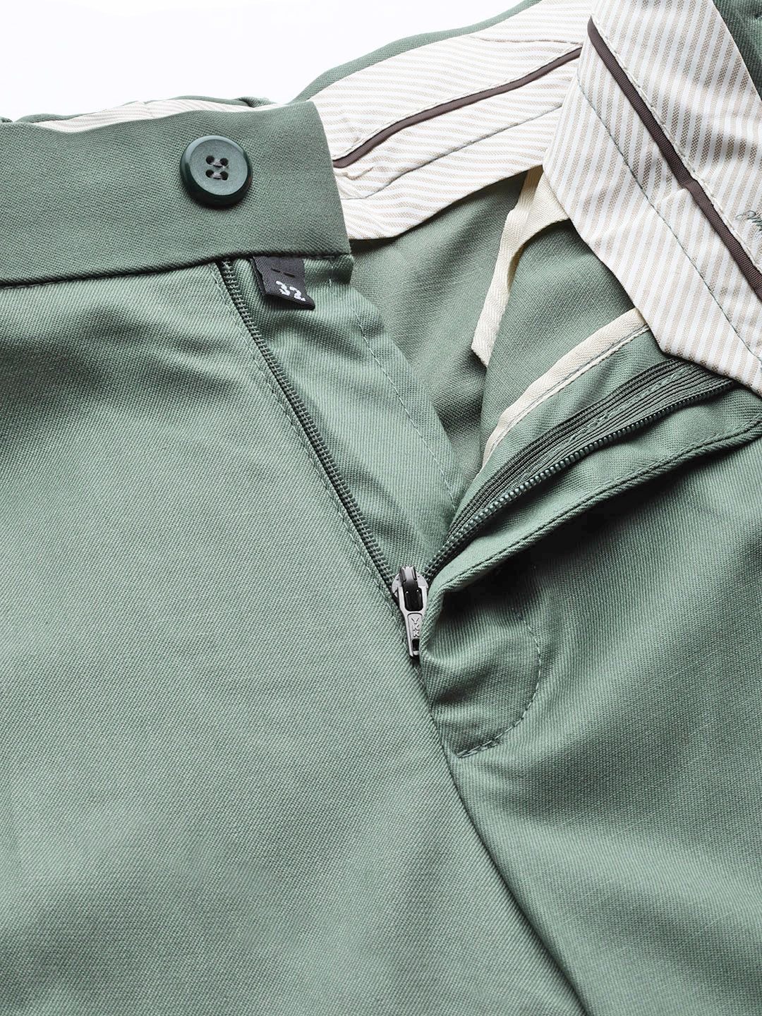 DENNISON Men Green Smart Tapered Fit Easy Wash Trousers