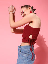 STREET 9 Red One Shoulder Crop Top