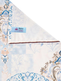 Myntra Elegant Homes Blue & White Geometric 400 TC King Bedsheet with 2 Pillow Covers