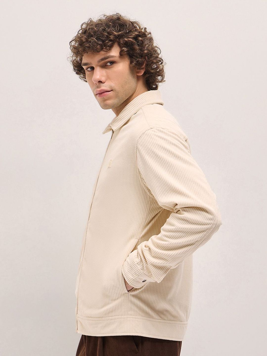 THE BEAR HOUSE Men Striped Lightweight Outdoor Open Front Jacket