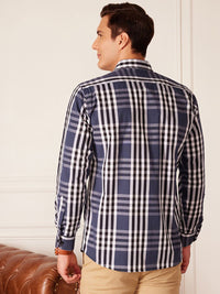 DENNISON Smart Tartan Checked Button-Down Collar Cotton Casual Shirt