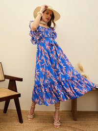 SASSAFRAS Floral Print Georgette Fit & Flare Madi Dress