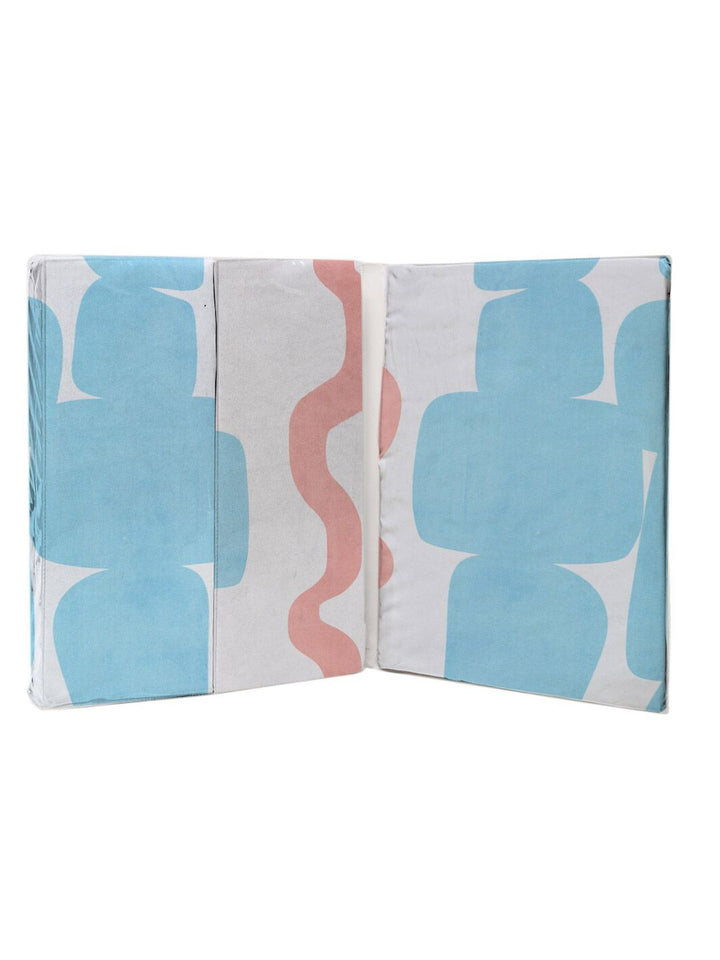KLOTTHE Navy Blue Abstract Polycotton 300 TC King Fine Bedsheet with 2 Pillow Covers-96 x 89 inches