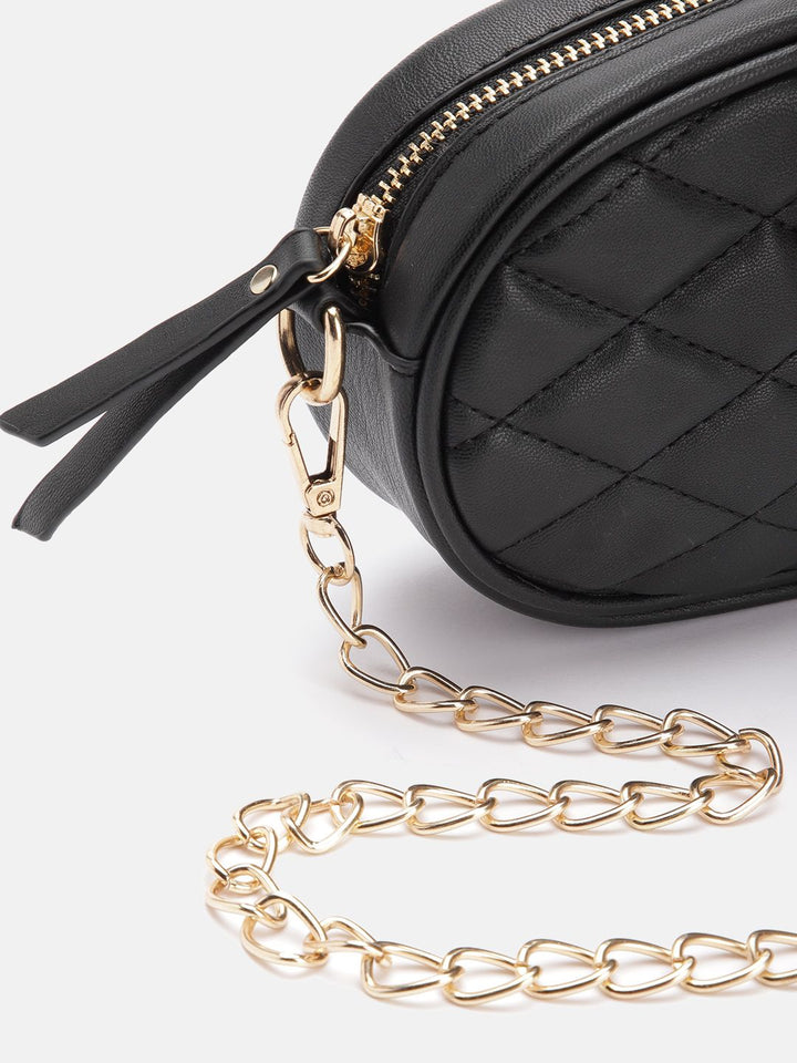 Lino Perros Geometric Textured Structured Sling Bag with Quilted Detail