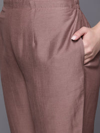 Libas Women Mauve  Kurta with Ethnic Motifs Print Dupatta & Trousers