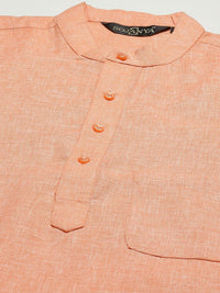 SOJANYA Men Orange Cotton Linen Straight Kurta